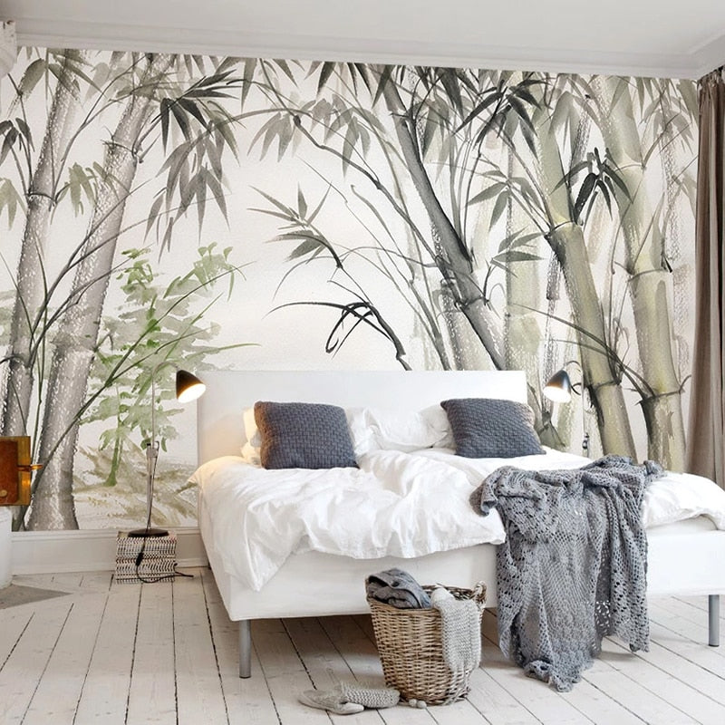 Papier peint tropical bambou chambre