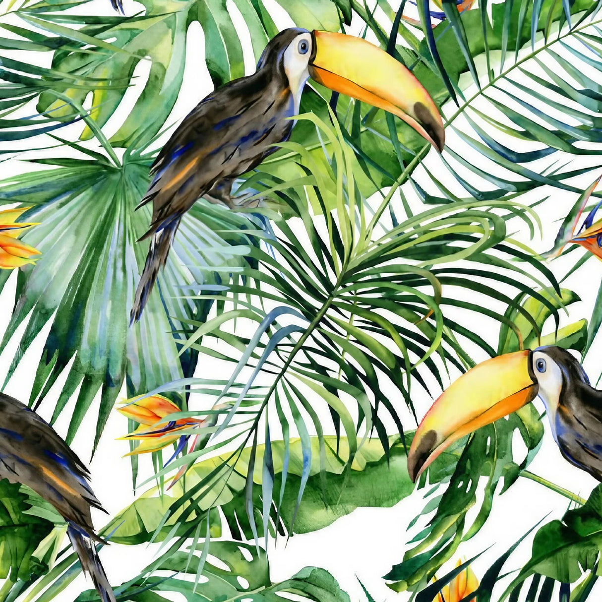 Papier peint tropical toucans