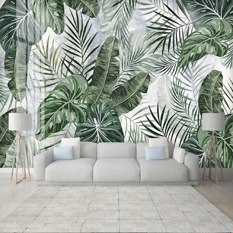 Papier peint feuilles tropicales