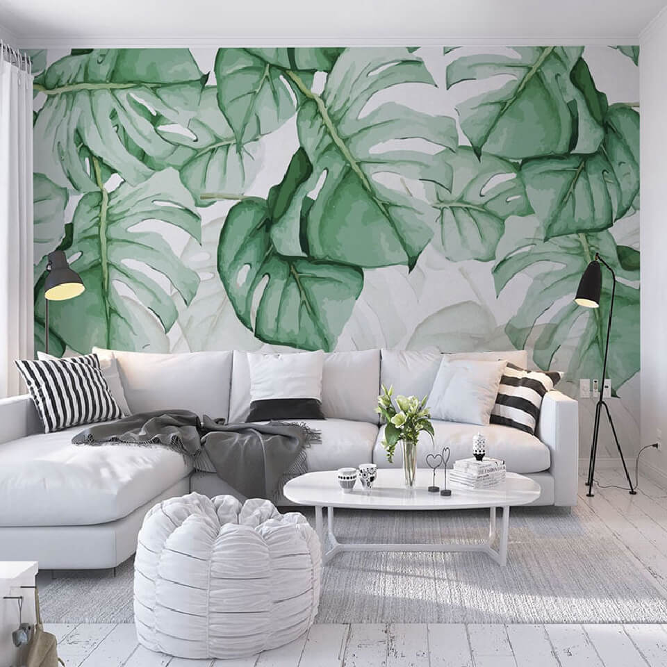 Papier peint grandes feuilles jungle