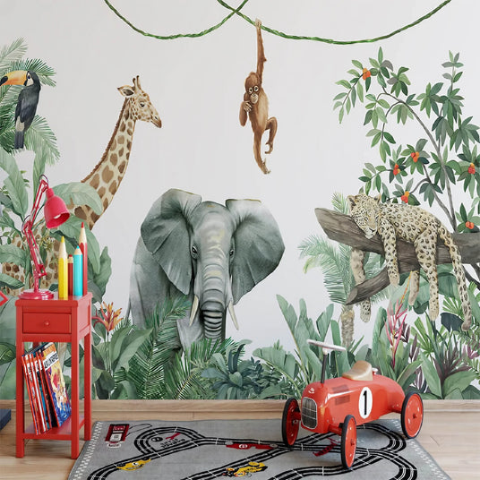 Papier peint jungle animaux