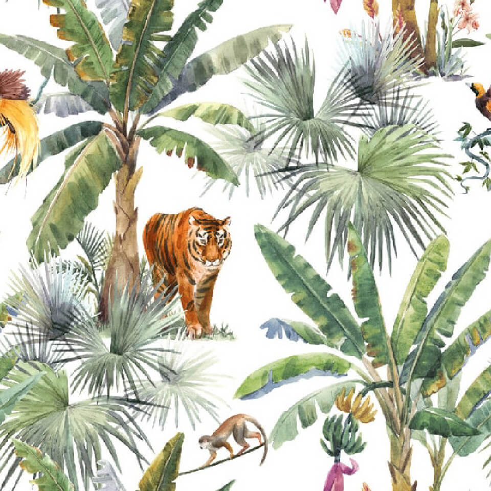 Papier peint jungle avec animaux