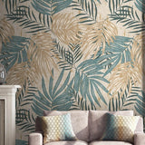 Papier peint jungle bleu luxuriant