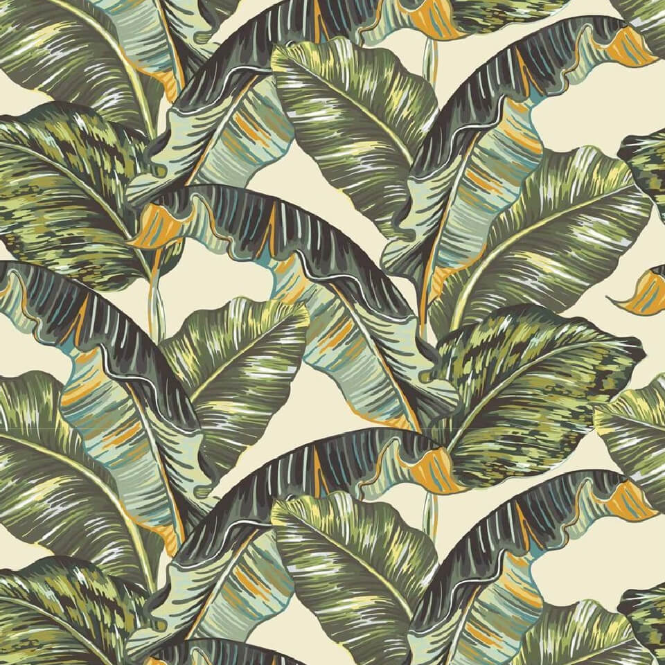 Motif végétal feuilles vertes ambiance tropicale