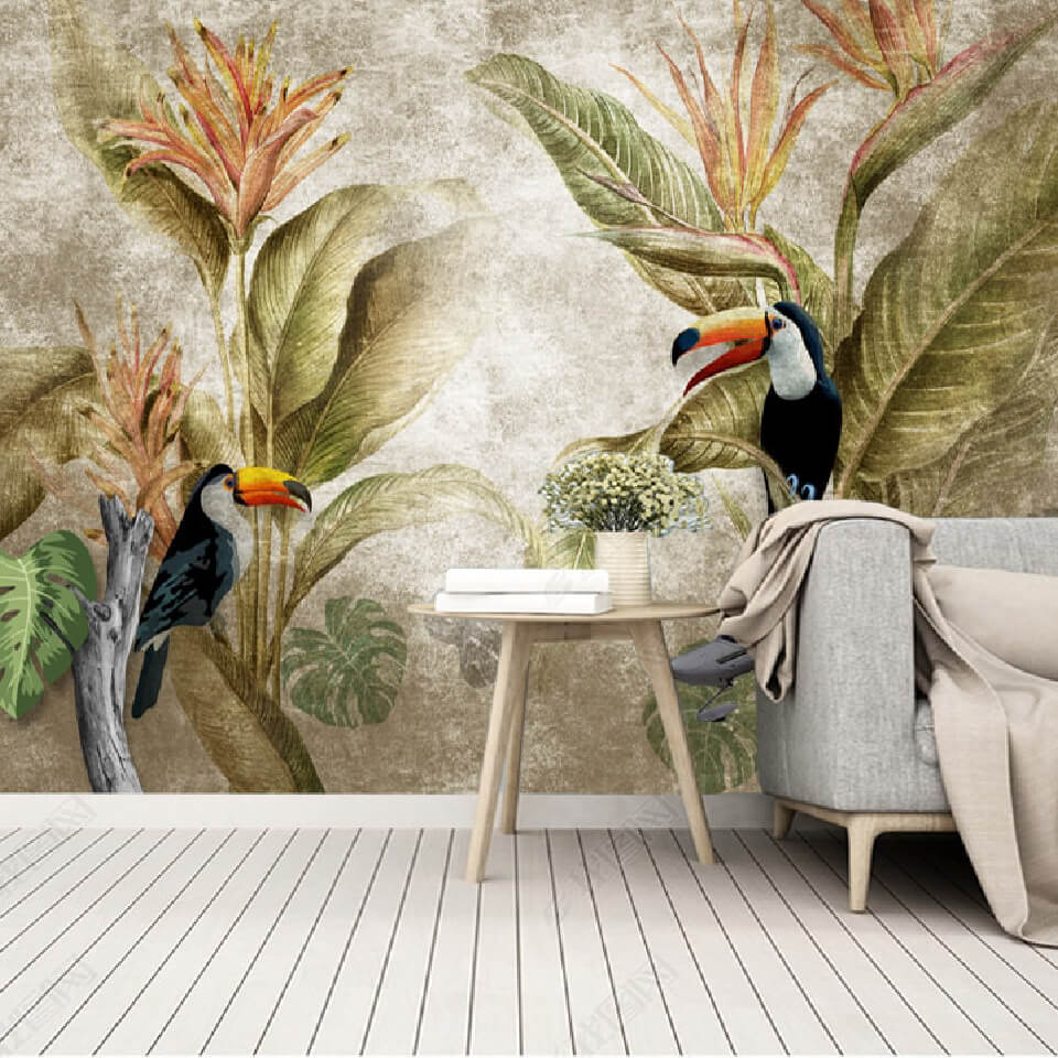 Papier peint jungle toucans