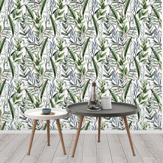 Papier peint jungle vert et blanc