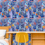 Papier peint jungle bleu chambre