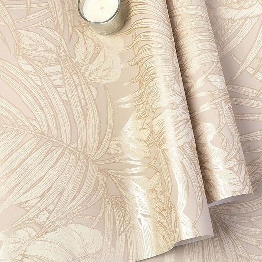 Papier peint tropical beige doré