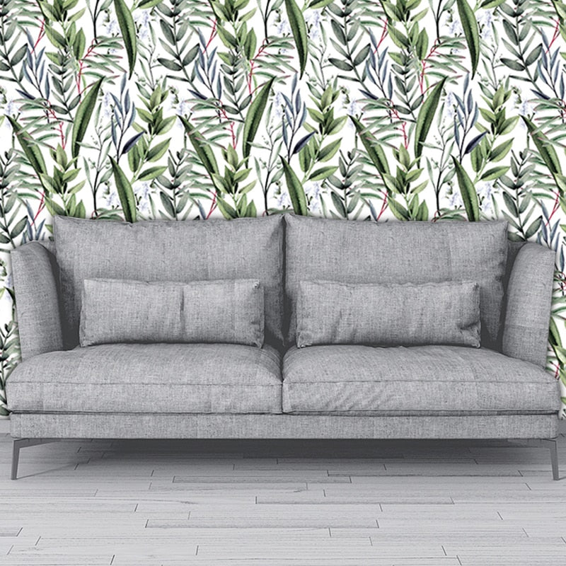 Papier peint jungle vert et blanc