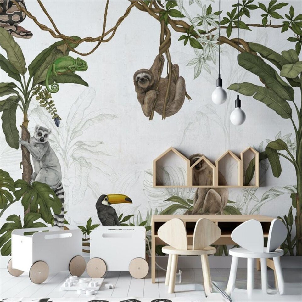 papier peint jungle avec singes