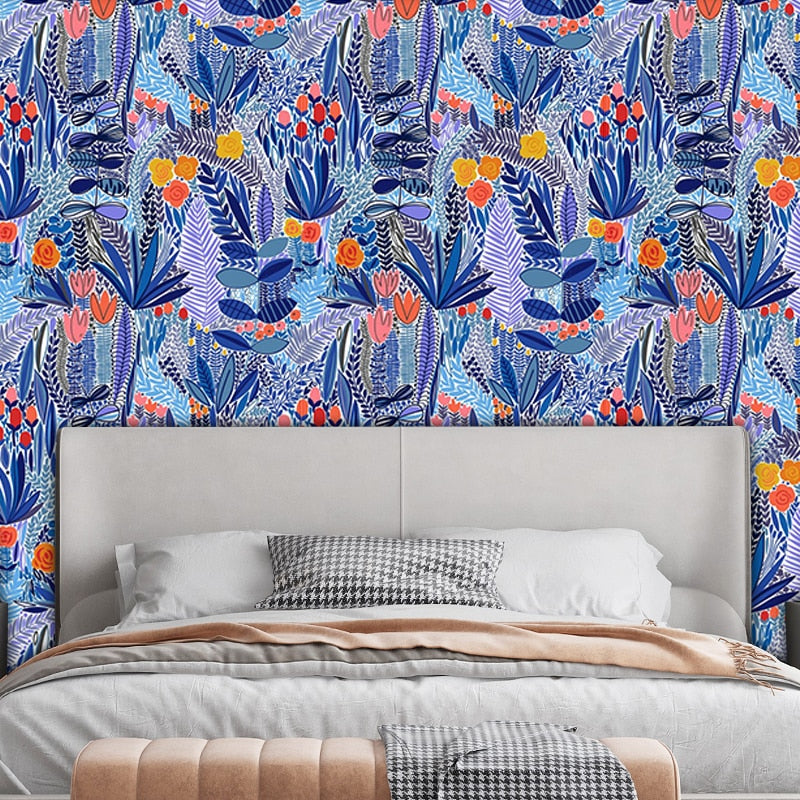 Papier peint jungle bleu chambre